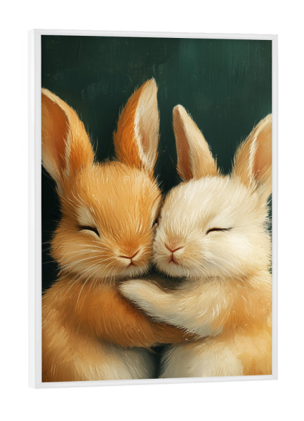 Poster mit weißem Rahmen "Little sweet love rabbits" artboxONE - Natur,Tiere,Liebe