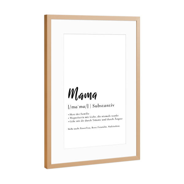 Poster mit Rahmen Kupfer "Mama - Definition Muttertag" artboxONE - Typografie,Für Mama - Mutter,Mama,Muttertag,Geschenk,Herz,Liebe,Familie