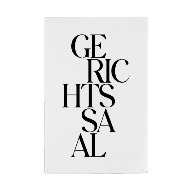 Holzbild "Gerichtssaal Typografie" artboxONE - Typografie,Essen & Trinken,Schwarzweiß