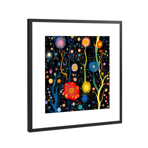 Poster mit Rahmen Schwarz (Metallic) "Solargartenträume" artboxONE - Floral,Abstrakt,Galaxy
