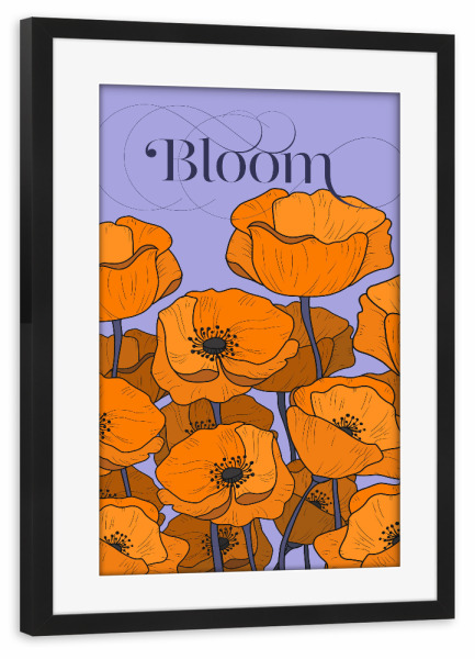 Poster mit Rahmen schwarz "Bloom Poppies Field Pastel Version" artboxONE - Natur,Floral