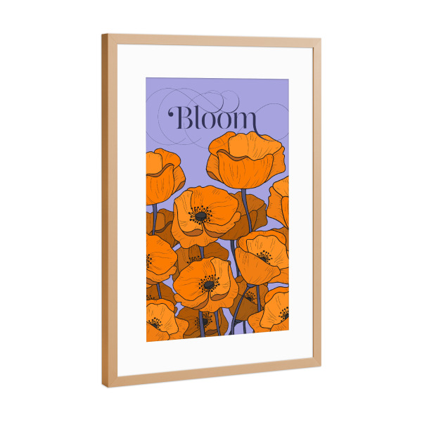 Poster mit Rahmen Kupfer "Bloom Poppies Field Pastel Version" artboxONE - Natur,Floral