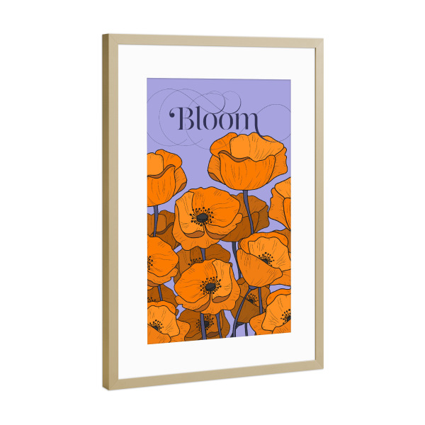 Poster mit Rahmen Gold "Bloom Poppies Field Pastel Version" artboxONE - Natur,Floral