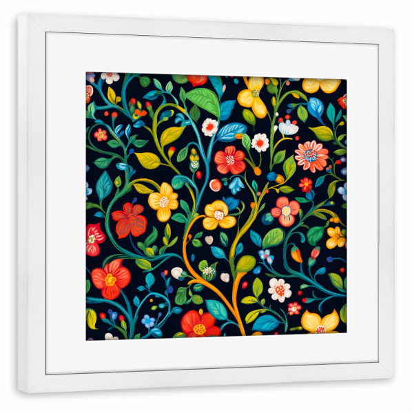 Poster mit Rahmen weiß "Blüten in Blüte" artboxONE - Floral,Abstrakt,Galaxy