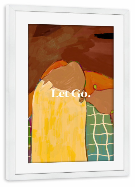 Poster mit Rahmen weiß "Let Go - painting" artboxONE - Menschen - Earthy,People,Woman,Rustic,Concept,Conceptual,Tiles,Painting,Watercolor