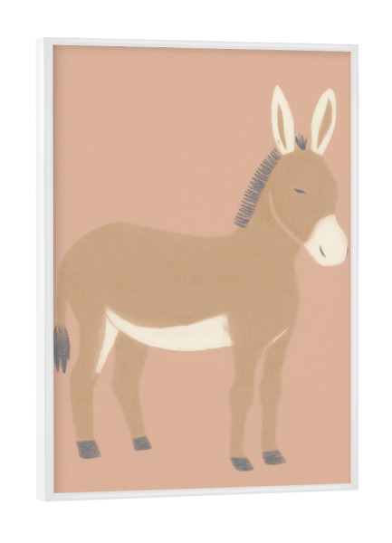 Poster mit weißem Rahmen "Niedlicher Eselzauber" artboxONE - Natur,Für Kinder,Tiere