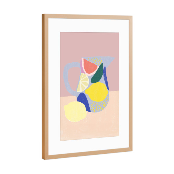 Poster mit Rahmen Kupfer "Obst Limonade mit Zitrone" artboxONE - Natur,Abstrakt,Essen & Trinken / Obst & Gemüse