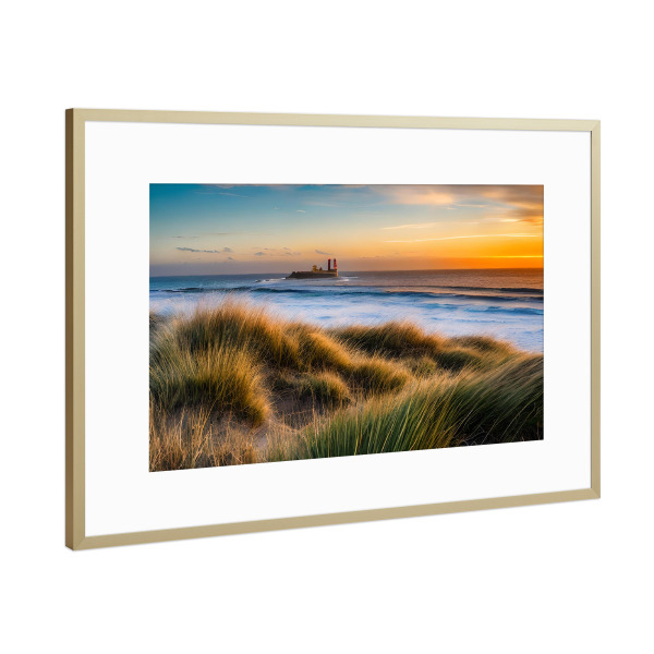 Poster mit Rahmen Gold "Abenddämmerung Nordsee" artboxONE - Natur,Reise,Reise / Strand und Meer - Nordssee,Dämmerung,Sand,Dünen