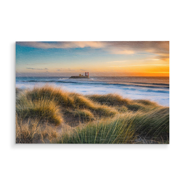 Holzbild "Abenddämmerung Nordsee" artboxONE - Natur,Reise,Reise / Strand und Meer - Nordssee,Dämmerung,Sand,Dünen