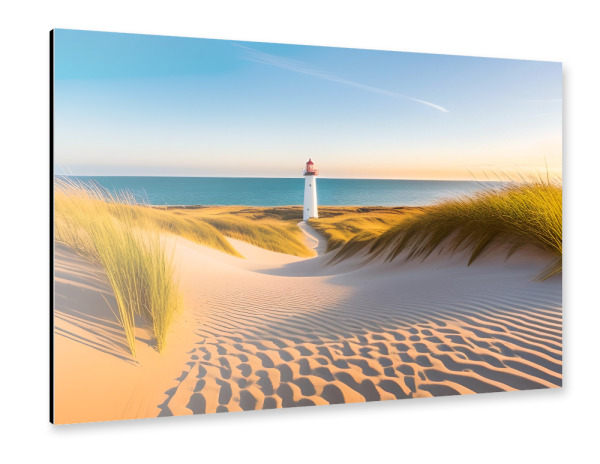 Alu-Dibond "Blaue See mit Leuchtturm" 30x20 cm artboxONE