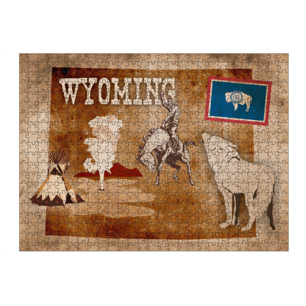 Puzzle Ravensburger "Wyoming illustrated Map" artboxONE - Reise,Für Kinder,Reise / Länder,Kartografie