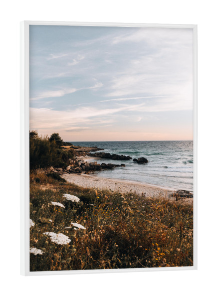 Poster mit weißem Rahmen "Ein Abend am Strand" artboxONE - Natur,Reise,Reise / Strand und Meer - Strand,Meer,Sonnenuntergang,Beach,Sunset,Ocean,Sea