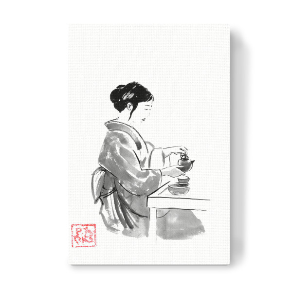 Leinwandbild "Tee servieren" artboxONE - Menschen,Reise / Asien - Geisha,Sumie,Japan,Tee