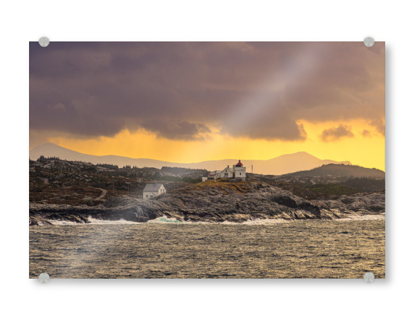 Acrylglasbild "Leuchtfeuer, Berge und Felsen" artboxONE - Natur,Reise,Architektur,Reise / Strand und Meer,Reise / Länder