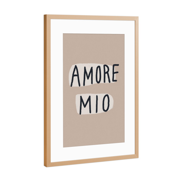 Poster mit Rahmen Kupfer "Amore Mio, Boho Chic" artboxONE - Typografie,Menschen,Liebe