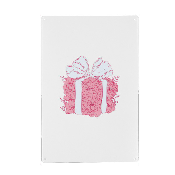 Holzbild "Geschenkbox mit Blumenmuster" artboxONE - Floral
