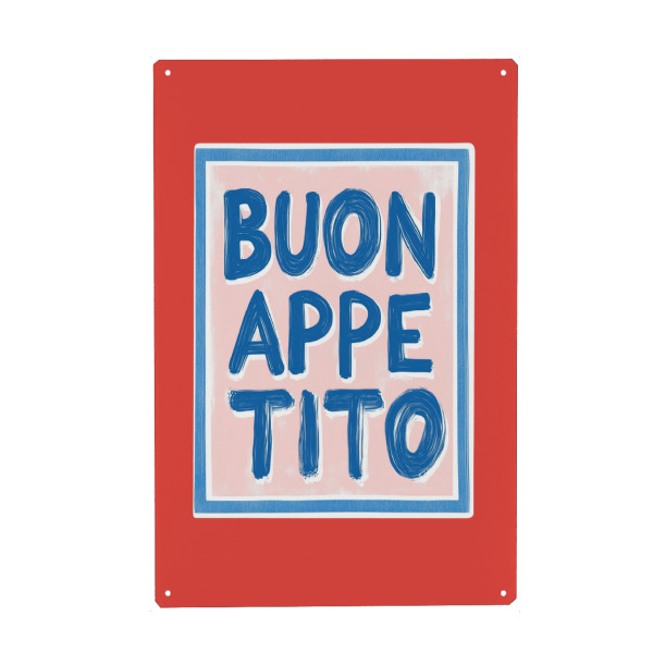 Holzbild "Buon Appetito, Sommerlicher Genuss" artboxONE - Typografie,Essen & Trinken,Reise / Länder