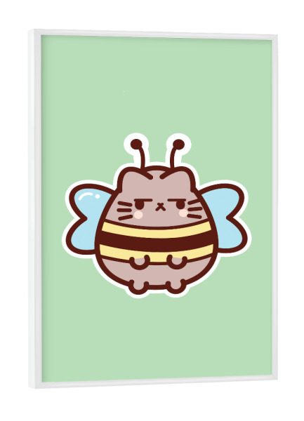 Poster mit weißem Rahmen "Bienenkatze" artboxONE - Tiere,Lustig - Biene,Katzen,Süße katzen,Mürrische katze,Kawaii,Lustig,Süß