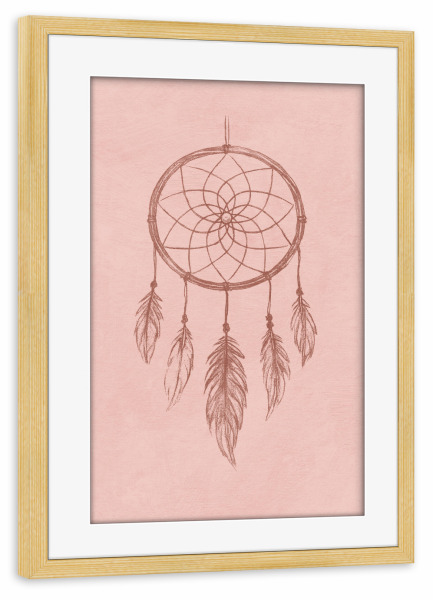 Poster mit Rahmen kiefer "Dream Catcher (Pastel Pink)" artboxONE - Für Kinder,Für Mama - Traumfänger,Kinderzimmer,Rosa,Dream catcher