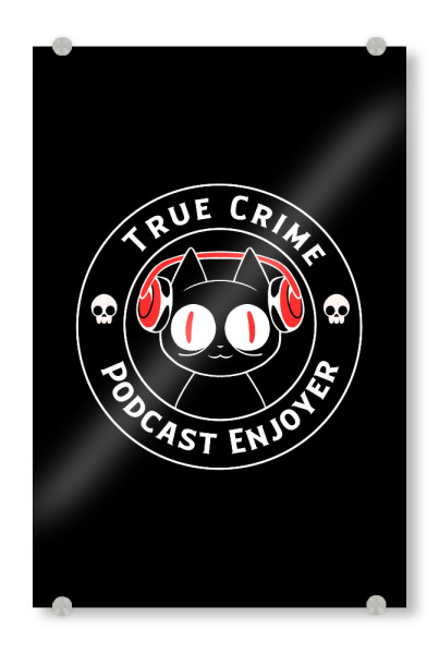 Acrylglasbild "True Crime Podcast Listener Cat" artboxONE - Tiere