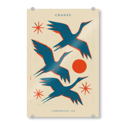 Cranes lithograph