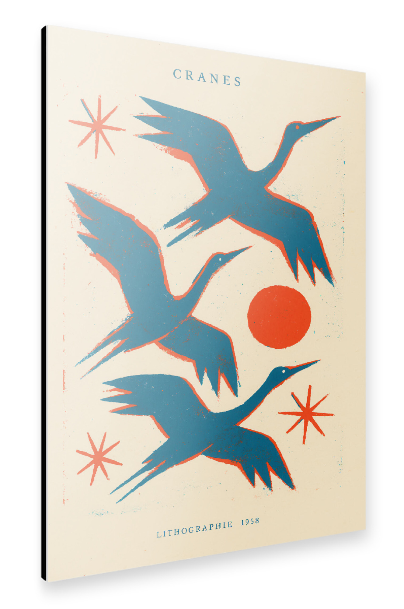 Alu-Dibond "Cranes Lithografie" 30x20 cm artboxONE
