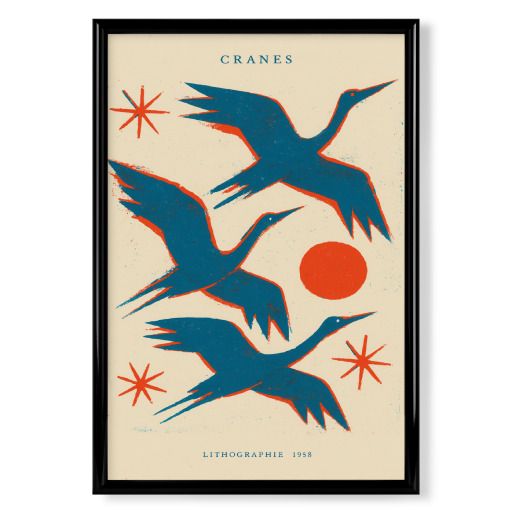 Cranes lithograph
