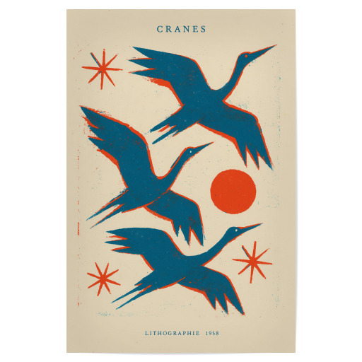 Cranes lithograph