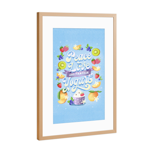 Poster mit Rahmen Kupfer "Peace- Love- Frozen Yogurt" artboxONE - Typografie,Essen & Trinken / Obst & Gemüse