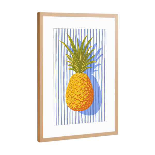 Poster mit Rahmen Kupfer "Ananas Liebet Streifen" artboxONE - Natur,Geometrie,Essen & Trinken / Obst & Gemüse