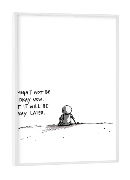 Poster mit weißem Rahmen "The Promise of Tomorrow" artboxONE - Schwarzweiß - Hope,Resilience,Optimism,Solitude,Patience,Reassurance