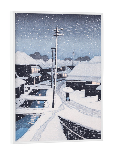 Poster mit weißem Rahmen "Abendschnee im Dorf Terashima" artboxONE - Reise,Für Mama,Für Papa