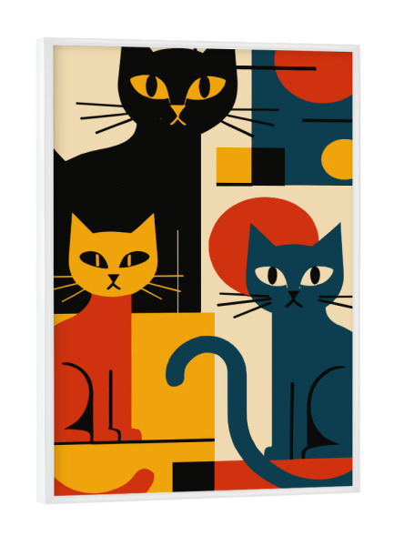 Poster mit weißem Rahmen "Cats bauhaus" artboxONE - Tiere,Abstrakt,Geometrie
