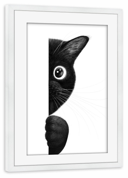 Poster mit Rahmen weiß "Katze pinkeln" artboxONE - Für Kinder,Tiere,Für Mama,Halloween,Lustig
