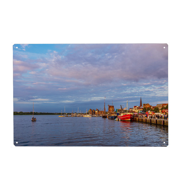 Metall Poster "Stadthafen an der Warnow" artboxONE - Natur,Reise,Architektur