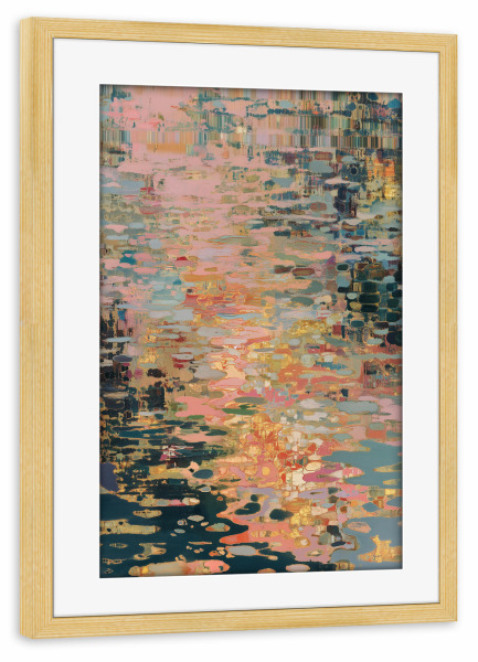 Poster mit Rahmen kiefer "Goldene Abstrakte Dimensionen" artboxONE - Natur,Abstrakt,Geometrie