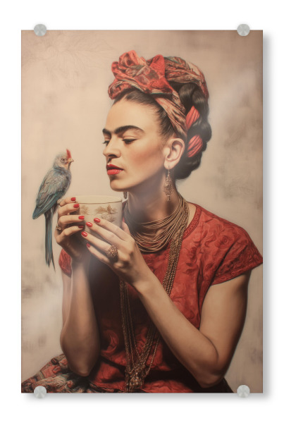 Acrylglasbild "Vogelliebe mit Frida" artboxONE - Tiere,Menschen,Fashion