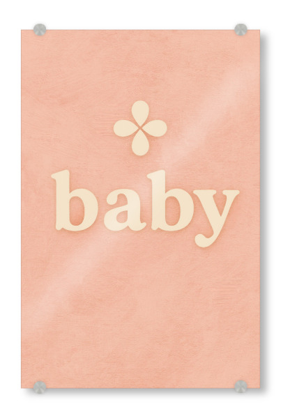 Acrylglasbild "Baby (Pastell Pink)" artboxONE - Typografie,Für Kinder,Für Mama - Baby,Baby zimmer,Kind,Geburt,Süss,Rosa,Text,Treechild,Einfach,Simpel
