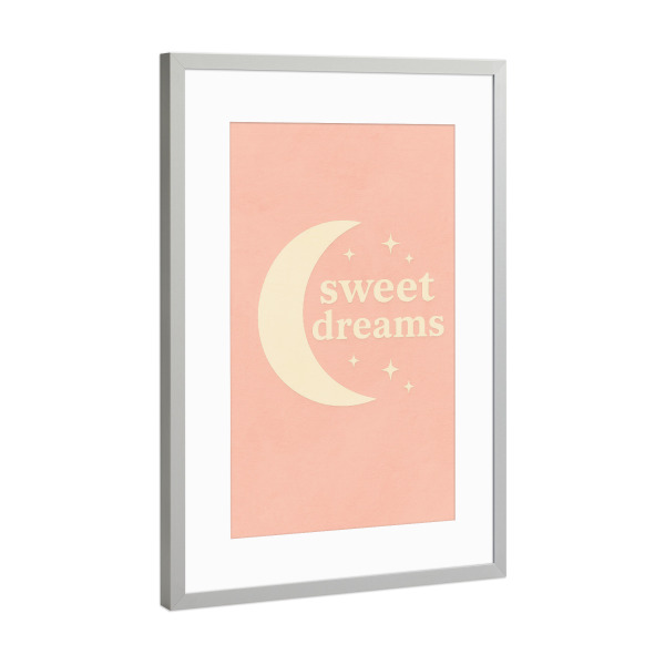 Poster mit Rahmen Silber "Sweet Dreams (Pastel Pink)" artboxONE - Typografie,Für Kinder,Für Mama