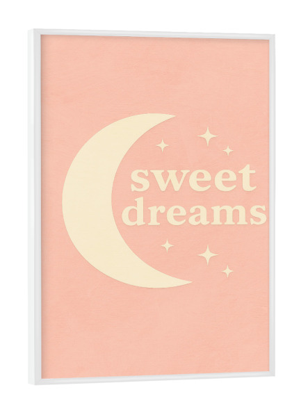 Poster mit weißem Rahmen "Sweet Dreams (Pastel Pink)" artboxONE - Typografie,Für Kinder,Für Mama