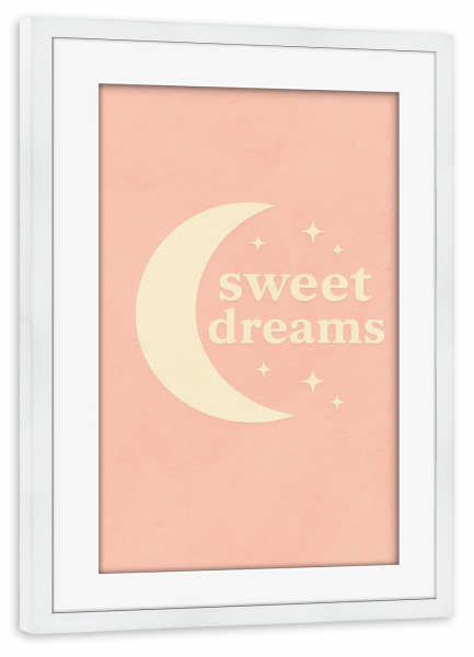 Poster mit Rahmen weiß "Sweet Dreams (Pastel Pink)" artboxONE - Typografie,Für Kinder,Für Mama