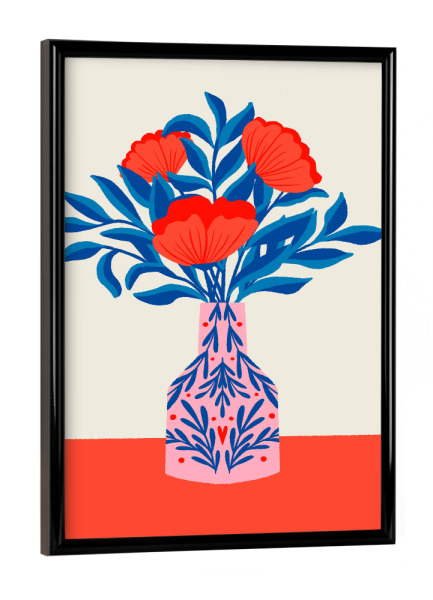 Poster mit schwarzem Rahmen "Poppies in a vase" artboxONE - Floral