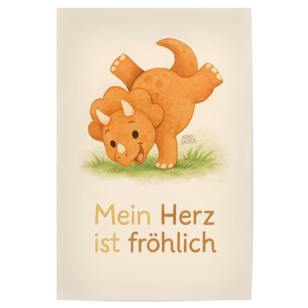 Poster "Affirmation Dino fröhliches Herz" artboxONE - Für Kinder,Tiere