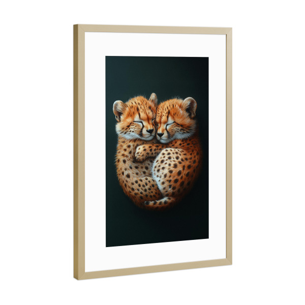 Poster mit Rahmen Gold "Kleine Liebes Geparde" artboxONE - Natur,Tiere,Liebe