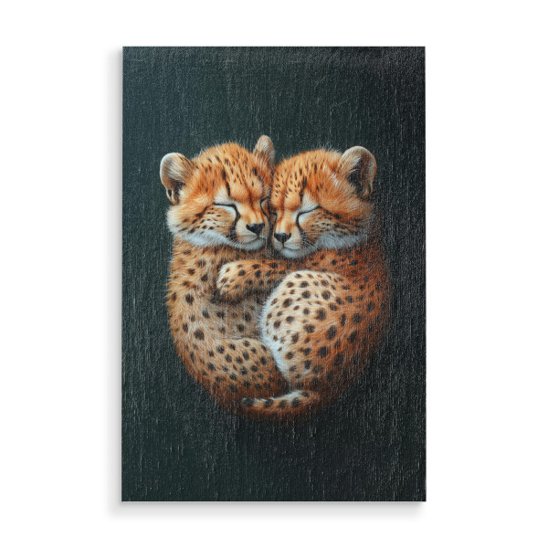 Holzbild "Kleine Liebes Geparde" artboxONE - Natur,Tiere,Liebe