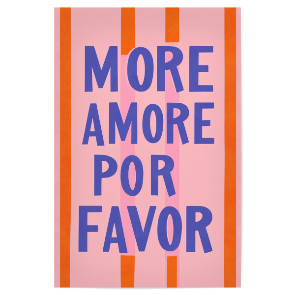 Poster 30x20 cm "More Amore por favor, blau pop" artboxONE - Typografie,Geometrie,Liebe