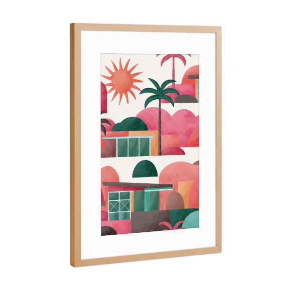 Poster mit Rahmen Kupfer "Palm Springs träumt Sonnenaufgang" artboxONE - Städte,Architektur