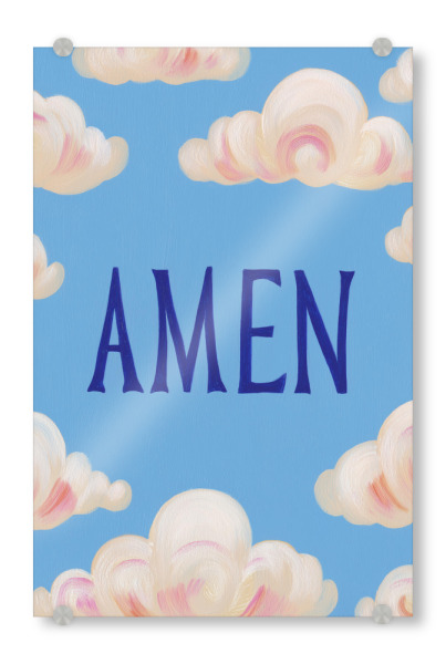 Acrylglasbild "Amen mit Wölkschen" artboxONE - Typografie,Natur,Für Kinder