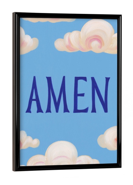 Poster mit schwarzem Rahmen "Amen mit Wölkschen" artboxONE - Typografie,Natur,Für Kinder