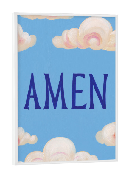 Poster mit weißem Rahmen "Amen mit Wölkschen" artboxONE - Typografie,Natur,Für Kinder